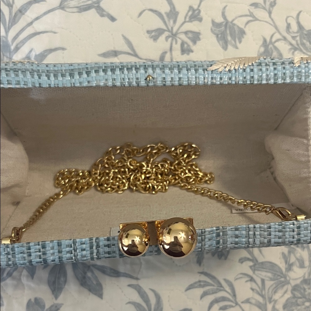 Tommy Bahama Chic Blue Floral Clutch with Gold Accents - Picture 6 of 6